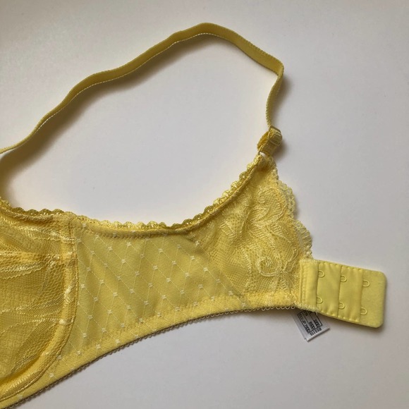 Wacoal Classic Yellow Sheer Lace Unlined Full Coverage Bra 855115 32DD/32E - Picture 5 of 12